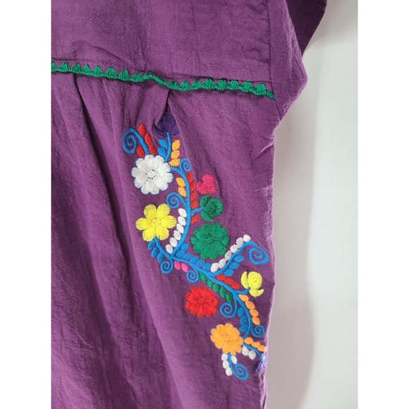YZXDORWJ Embroidered Floral Womens Dress Size 3XL Plus Purple Cotton Boho Art - Picture 3 of 11